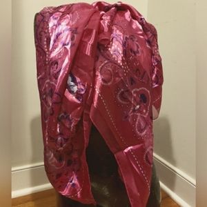 Lightweight pink/blue/white square scarf